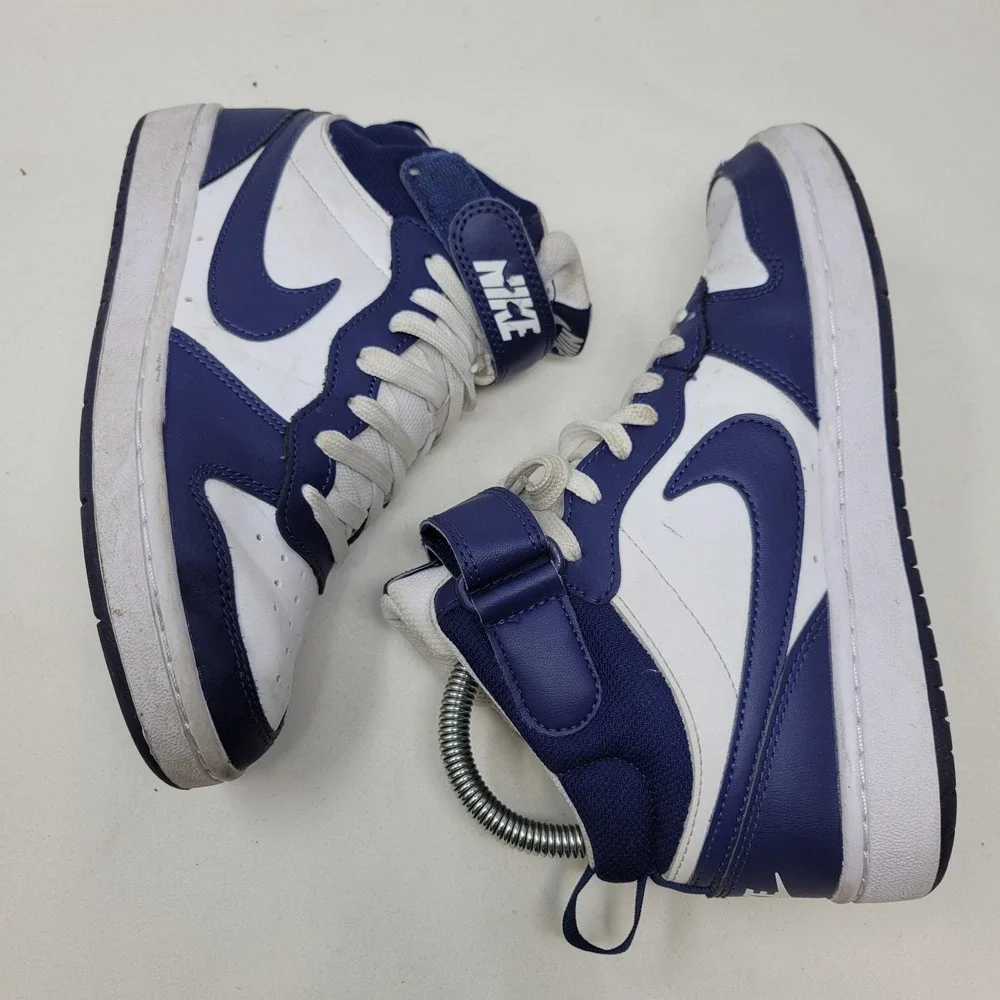 Nike Court Borough Mid 2 Shoes Sneakers Youth Size 4Y Blue Basketball CD7782-107